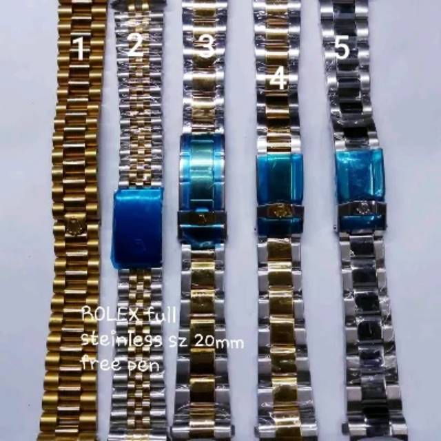 TALI JAM ROLEX STAINLESS STEEL 20 MM RANTE JAM ROLEX  STRAP ROLEX Rante