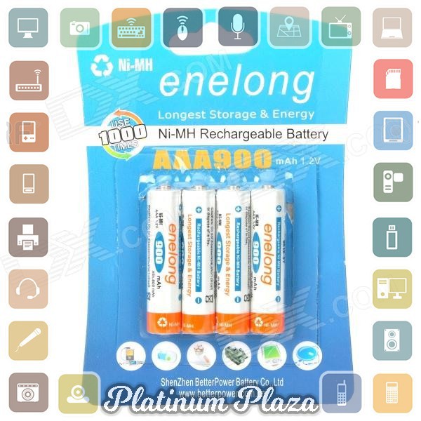 Enelong Baterai Cas Ni-Mh AAA 900mAh 4 PCS - HR03 / MN2400 - White`6B6V32-