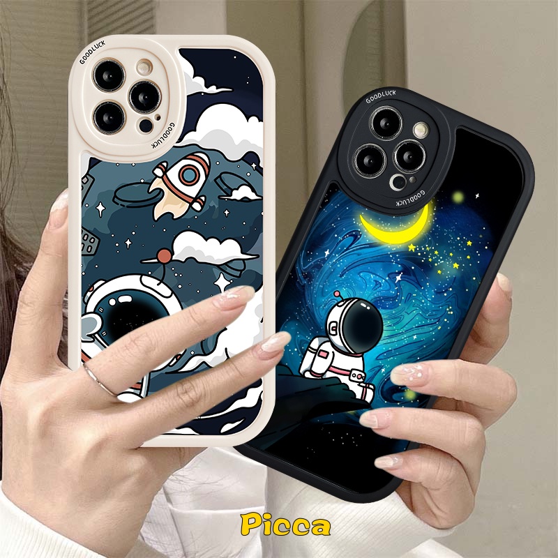 Kartun Trendy NASA Starry Sky Astronaut Case Realme C53 C30 C31 C35 C21Y C25Y 8 8i 9i C15 C25 C12 C25s C11 C17 GT Master Edition C20A C3 C21 C20 5i 6 5s 5 6s 8Pro 6i Soft Cover