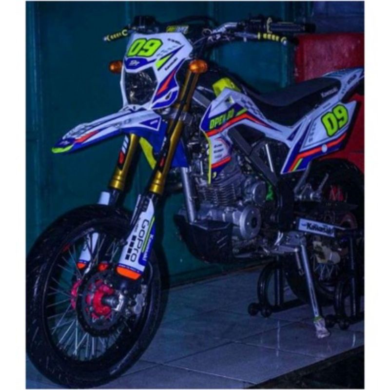 DECAL KOMBINASI ATAU STICKER MOTOR CRF 150/KAWASAKI KLX DTRACKER/KLX BF/KLX GORDON/KLX OLD/WR 155R/YZ85 FULL BODY(KOMBINASI NO STAT NAMA)berbagai warna flow,Oren,ijo semprit,flow kuning