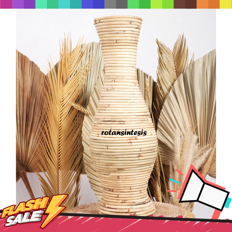 Hiasan Guci Pot Dekorasi Rotan Alami 70CM Dekorasi Rumah