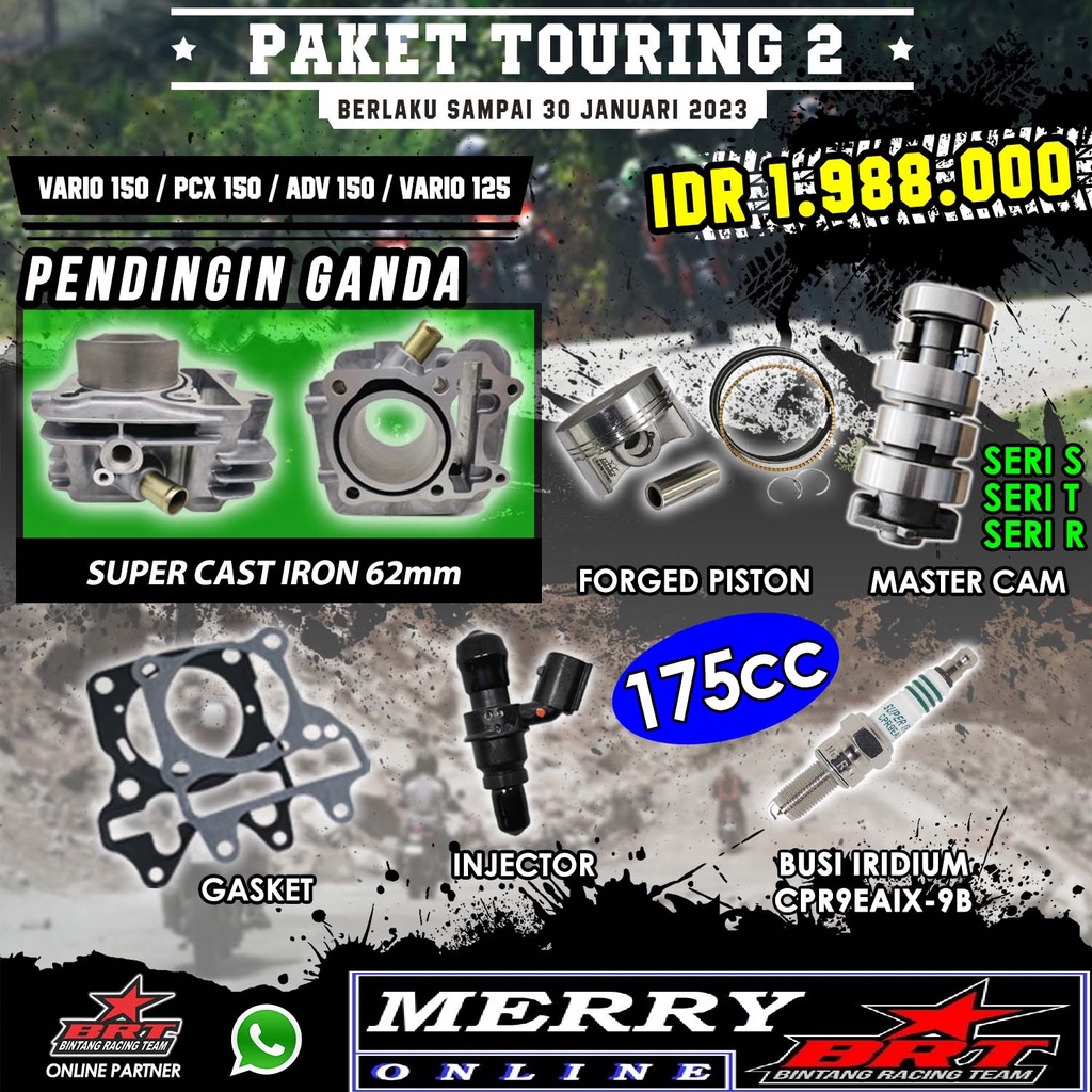 Paket Touring 2 BRT Paket Bore Up Double Cooler Vario 125 150 PCX 150 ADV 150 175cc - Blok Gen 3