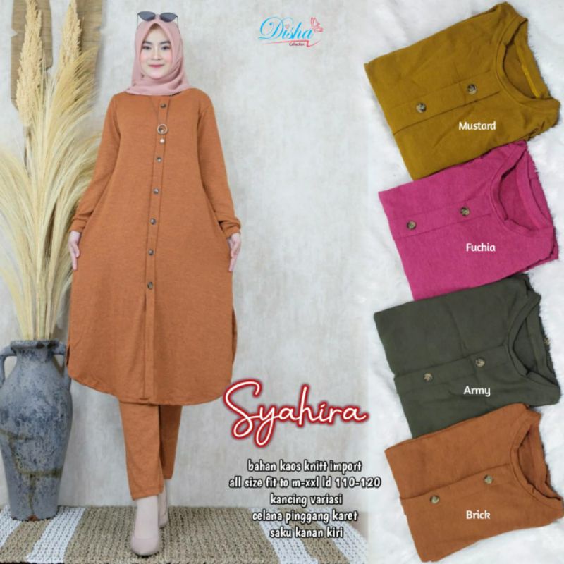 SYAHIRA SET BY DISHA SET TUNIK CELANA PANJANG MUSLIM SETELAN TUNIK KAOS JUMBO
