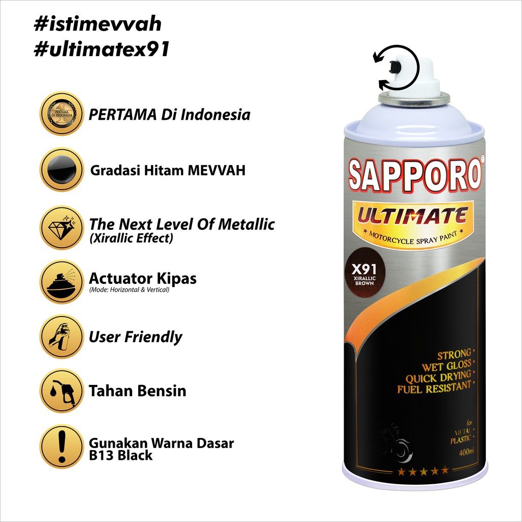 Sapporo Ultimate X91 Xirallic Brown / Cat Spray Semprot Aerosol Terbaik