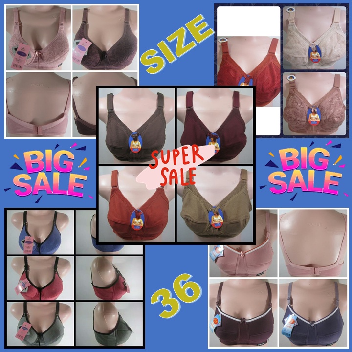 CUCI GUDANG SIZE 36 - Bra Wanita Tanpa Kawat  / BH Remaja Perempuan Busa Tipis / Beha Lansia Queenie