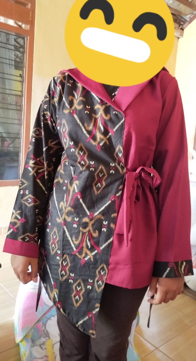 Tey-17 Batik Wanita Asj Sa Hrb026 Kenongo Kemeja Tosca Pendek