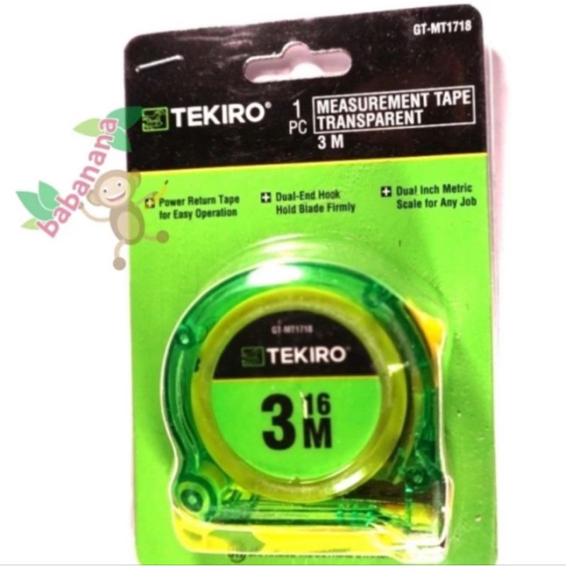 Tekiro meteran transparan 3 Meter 3m 300cm original measure tape