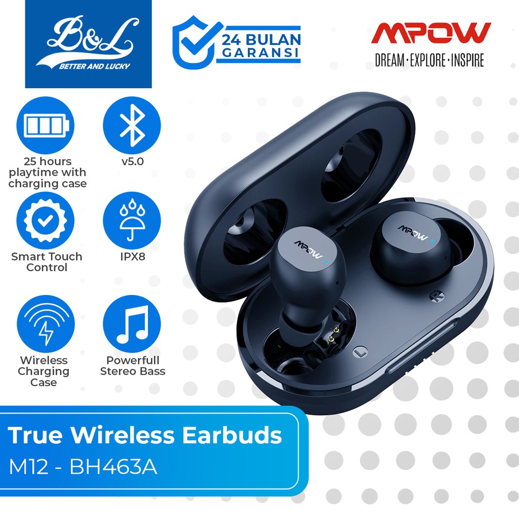 MPOW M12 Earphone Earbuds TWS Bluetooth 5.0 IPX8