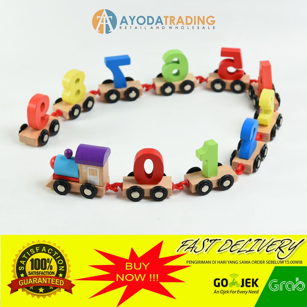 Mainan Edukasi Wooden Train Numbers Block Kereta Kayu