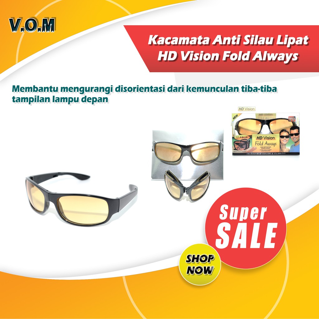 VOM-Kacamata Anti Silau Lipat / HD Vision Fold Always 0128