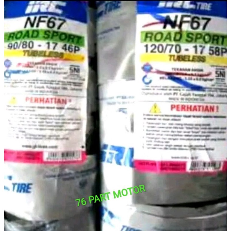 PAKET BAN TUBELESS IRC DEPAN 90/80 .17 &amp; BELAKANG 120/70 .17 FREE PENTIL