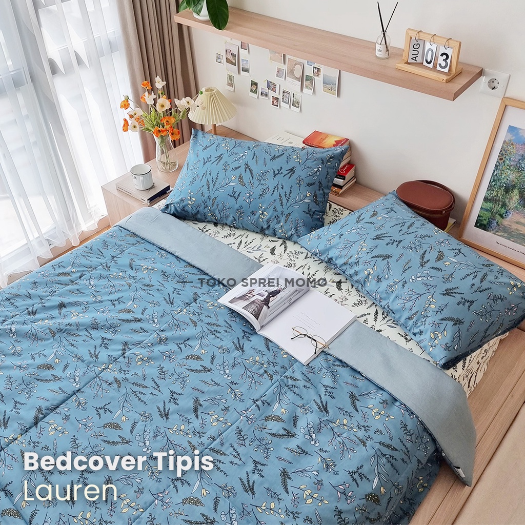 Bedcover Double Lite Edition - Katun Lokal Motif Bunga 01  -  Selimut Saja