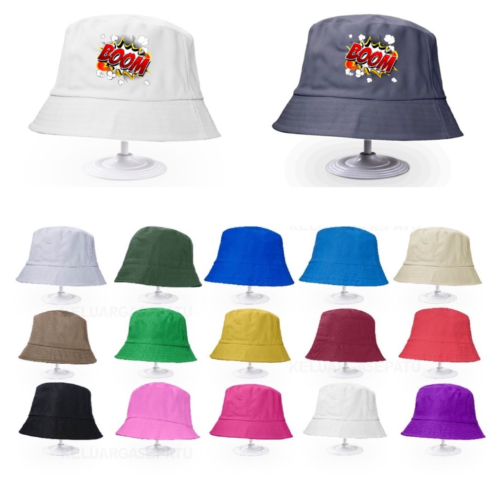 TOPI BUCKET HAT ANAK USIA 2-11 TAHUN MOTIF POLOS DAN KARAKTER LOGO