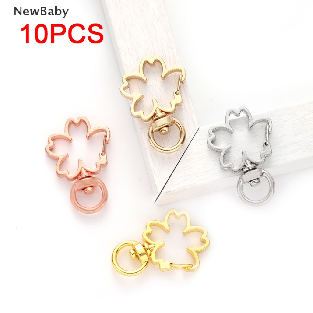 Newbaby 10pcs Gantungan Kunci Bentuk Bunga Sakura Hollow DIY