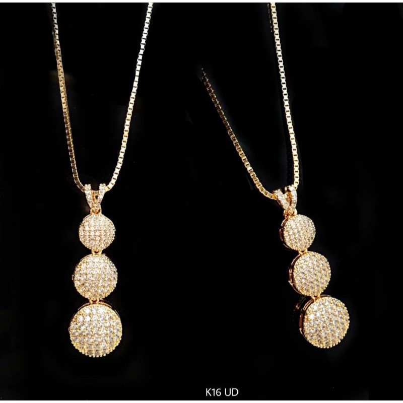 KALUNG DEWASA LIONTIN 3BULAT LAPIS EMAS