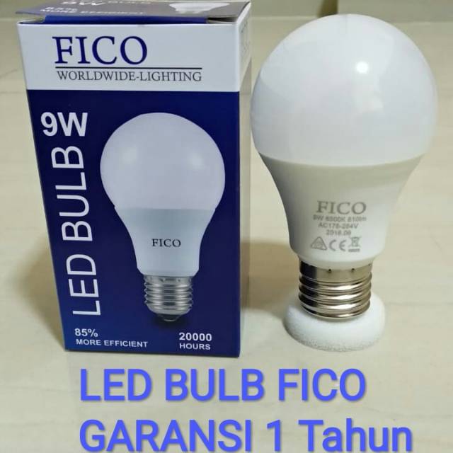 Lampu LED Bohlam ( Bulb ) Fico 9 Watt ( Putih & Kuning )