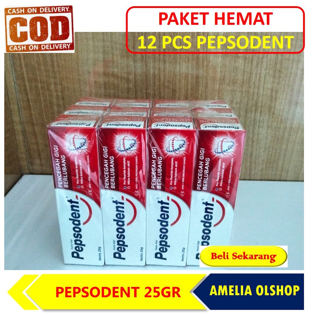 Paket Hemat 12 Pcs / 1 Lusin Pepsodent Odol 25 Gr Unilever Murah-1