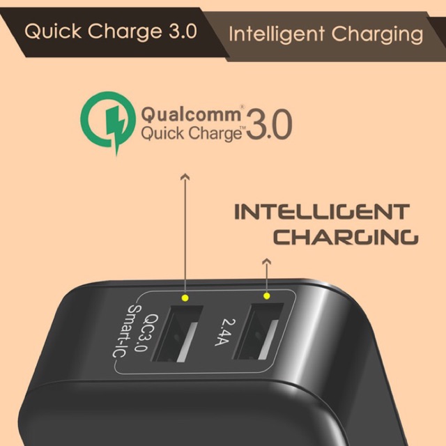 UNEED Dual USB Smart Wall Charger Qualcomm Quick Charger 3.0-UCH04Q3