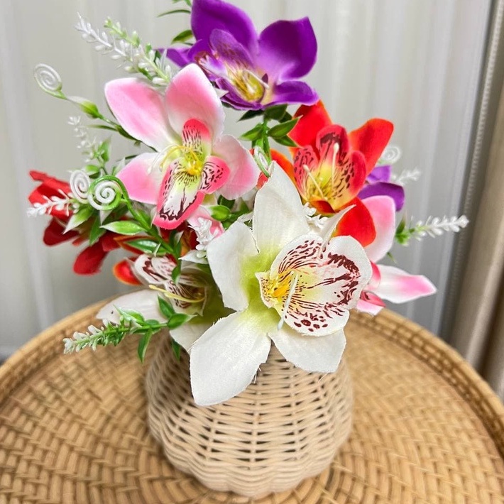 Anggrek Cattleya Plastik - Tangkai Bunga Anggrek Artificial Dekorasi Ruang Tamu