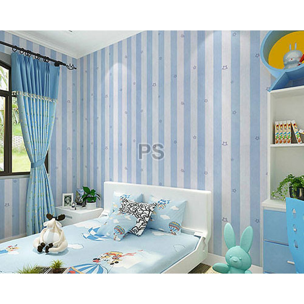 Dijual wallpaper lurik biru putih Diskon