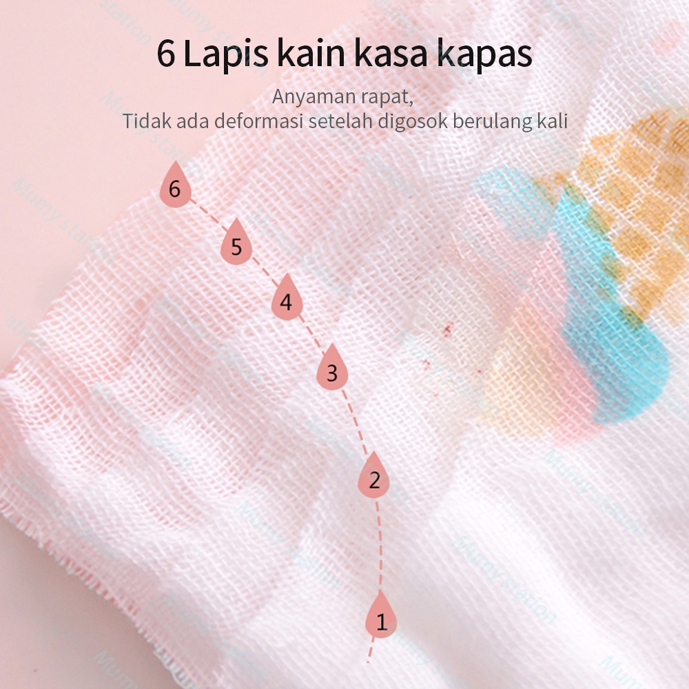 Handuk bayi lembut enam lapis kain kasa washlap bayi 25*50cm