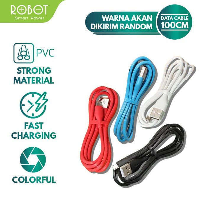 Kabel Data Robot RT-CD100 1M Micro USB Cable Data For Android (1 Kotak Isi 40 Pcs)