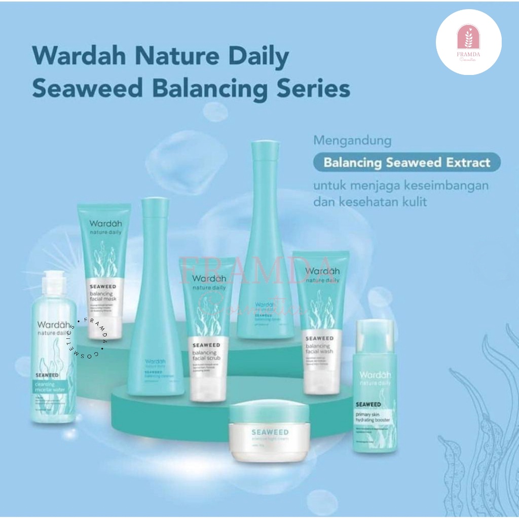 ❣️FRAMDA❣️WARDAH Nature Daily Seaweed Series | Facial Wash, Cleanser, Scrub, Micellar, Toner, Cream,