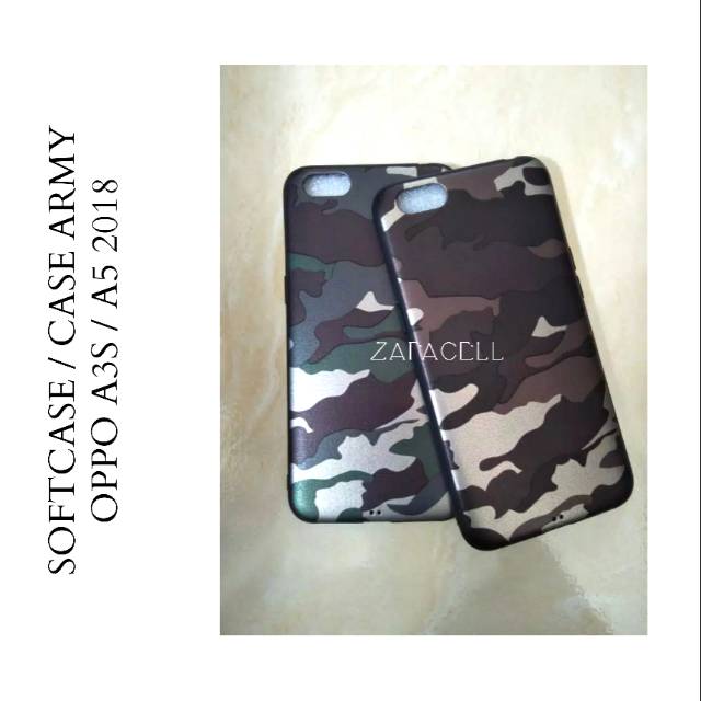 Case Oppo A3S / A5 2018 Softcase Hp Army Armi Casing Case Loreng Abri