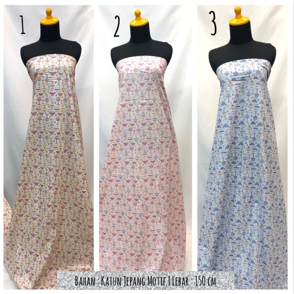 [012] Kain Katun Jepang Motif Kue Anak | Lebar: 150 cm