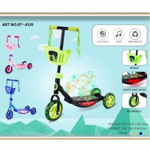 SCOOTER SKUTER OTOPED ANAK PMB S01, EXOTIC ST-8128, ST-8126, MUSIK+LAMPU+KERANJANG