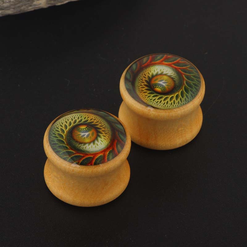 2pcs Anting Tusuk Bentuk Siput Bahan Kayu Ukuran 6-16mm