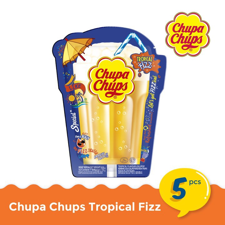 

Chupa Chups Tropical Fizz Lollipop Permen Buah Tropical Asem