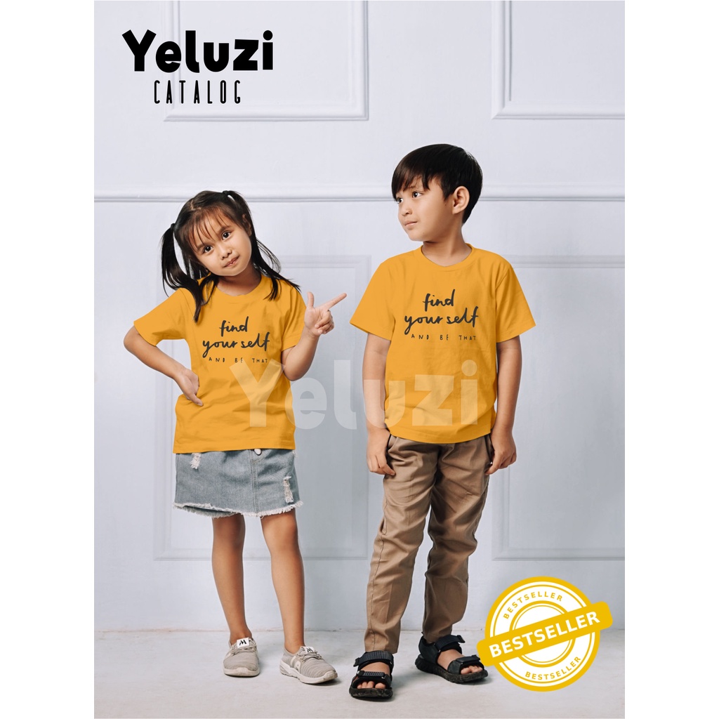 find your self Kaos atasan Couple Oblong baju sarimbit Keluarga kuning busuk yeluzi