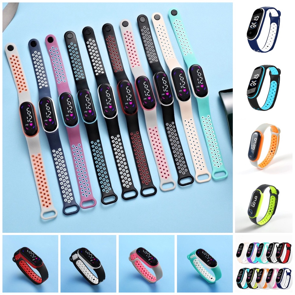 ✅COD Jam Tangan Digital LED Anti Air Rubber Electronic Fashion Pria Wanita Anak Remaja Import M141