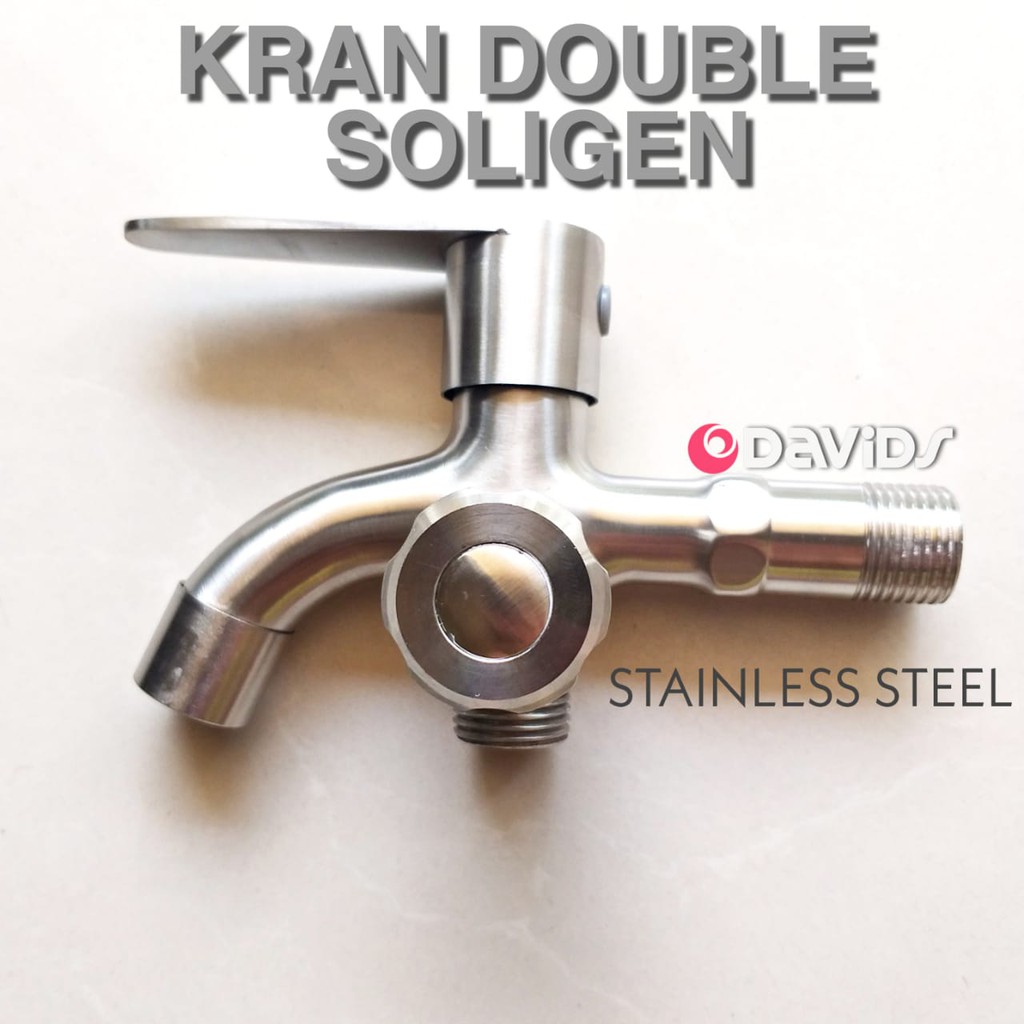 Soligen Kran Shower Cabang Sower Keran Double Dobel Stainless