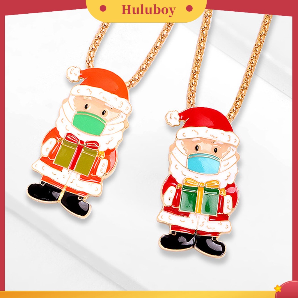 Hu Hu Hu Hu Hu Alat Bantu Pasang Kacamata♡ Bros Kalung Enamel Desain Santa Claus Element Natal Bahan Alloy Untuk Hadiah