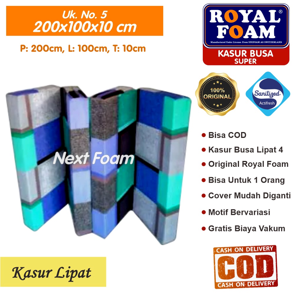 Kasur Busa Lipat Royal Foam Ukuran No 5 200x100x10 cm Tebal 10 cm D23 ORIGINAL