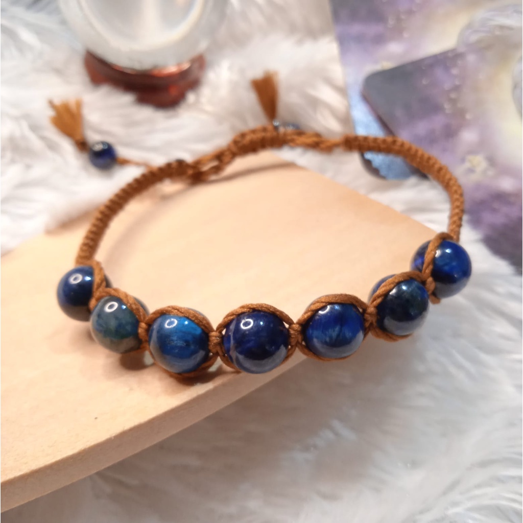 Gelang Anyam Batu Tiger Eye Blue 8mm