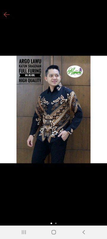 Kemeja Batik Pria Lengan Panjang Lapis Furing Argo Lawu Asmara Menerima Pesanan Partai Seragaman