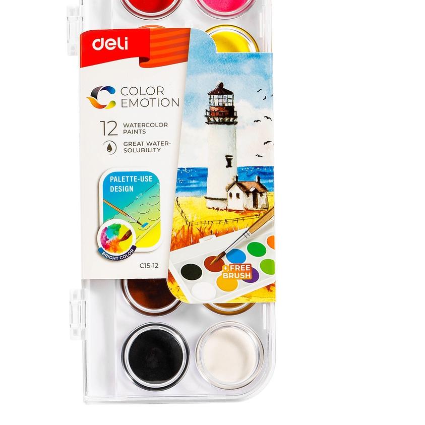 

Barang Bagus ♞ Deli Watercolor Painting / Cat Air Padat 12 Warna Gratis Kuas Kualitas Tinggi EC15-12`