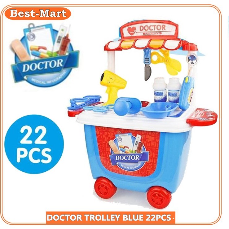 Mainan Anak Dokter-Dokteran Trolly Blue 22 Pcs