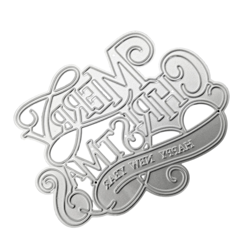 Zzz Cetakan Stensil Cutting Dies Motif Merry Christmas / Tahun Baru Untuk Scrapbook / Craft DIY