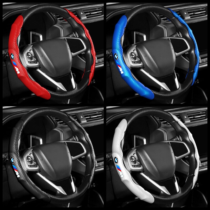 2pcs Cover Stir Mobil Bahan Carbon Fiber Breathable Anti Slip Untuk BMW X1 X3 X5 X6 F30 F34 E60 E90 F10 E34 E36 F20 G30 F15 F16