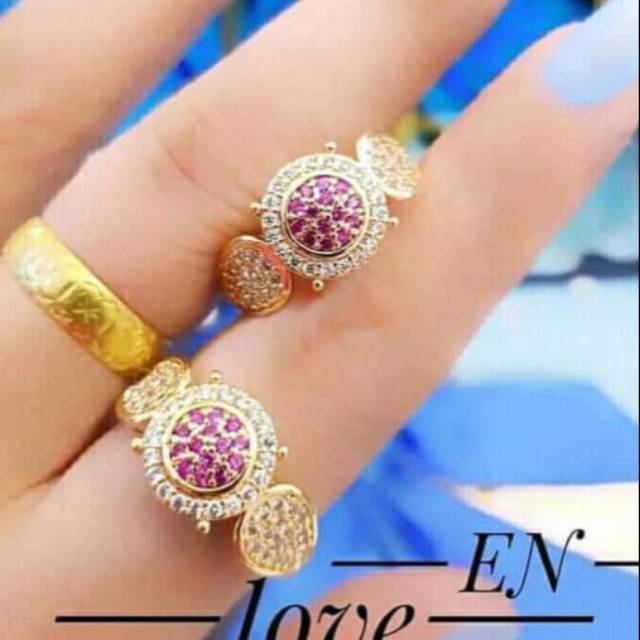 Xuping cincin mata merah lapis emas 24k 1819