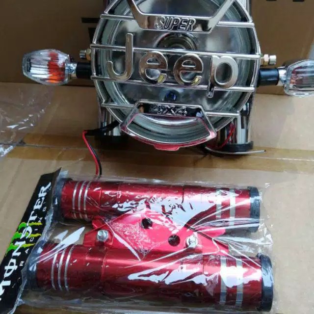 Lampu jeep plus breket dan sen depan variasi rx king megapro thunder cb 150 tiger dll