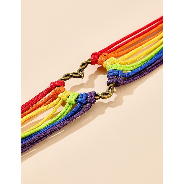 LRC Gelang Tangan Fashion Love Braided Rope Letter Love Pony Multi-layer Bracelet P06584