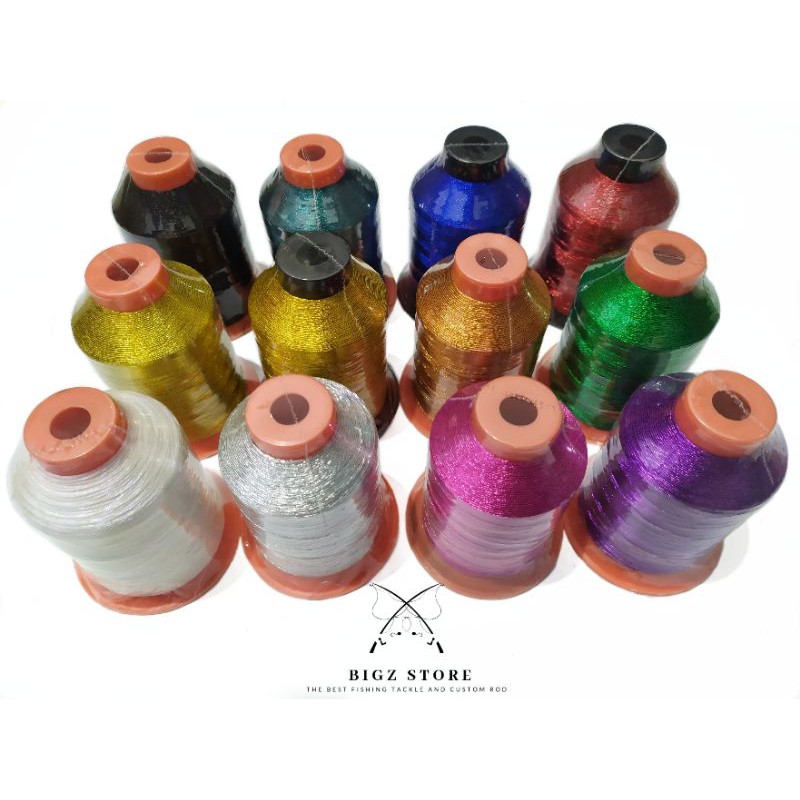 BENANG WRAP METALIC CUSTOM JORAN SIZE D BESAR MERAH GOLD BIRU HITAM PUTIH SILVER THREAD METALIK NCP