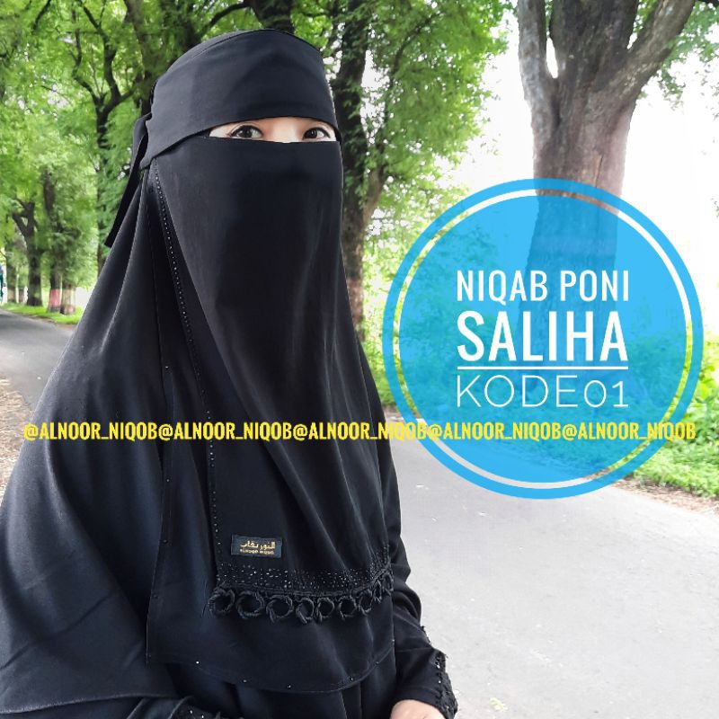 niqab poni SALIHA cadar bandana poni by alnoor niqob temboro