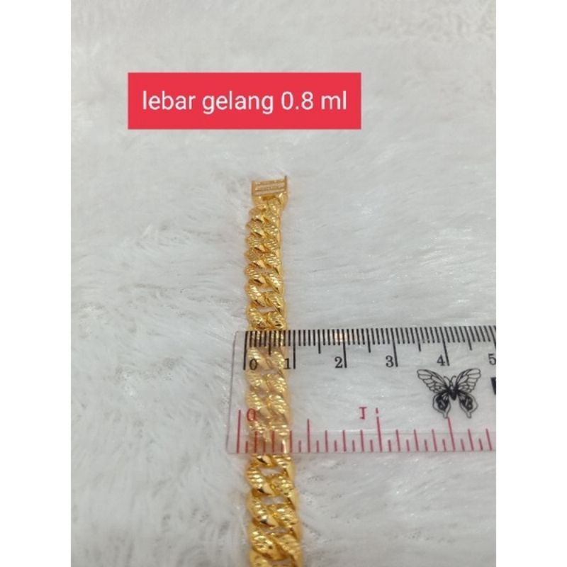 GELANG SISIK NAGA PERAK 925 LAPIS MAS KUNING