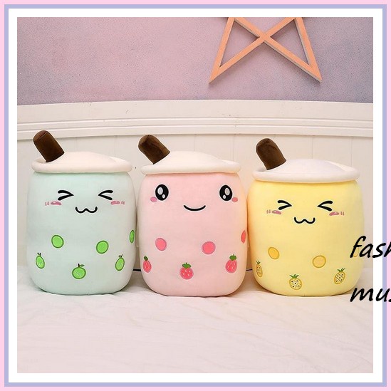 Boneka Jumbo 90Cm-1M Boneka Boba Bubble Tea Buah Fruit Strawberry Pineapple - Pink-Strawberry